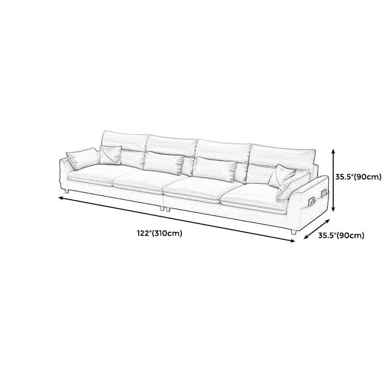 Contemporary Square Arm Sofa with Loose Back for Living Room, Apartment