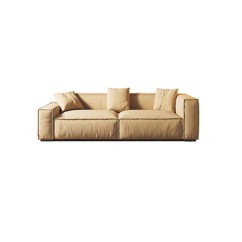 Tight Back Faux Leather Square Arm Sofa with Stain Resistant and Wear Resistance