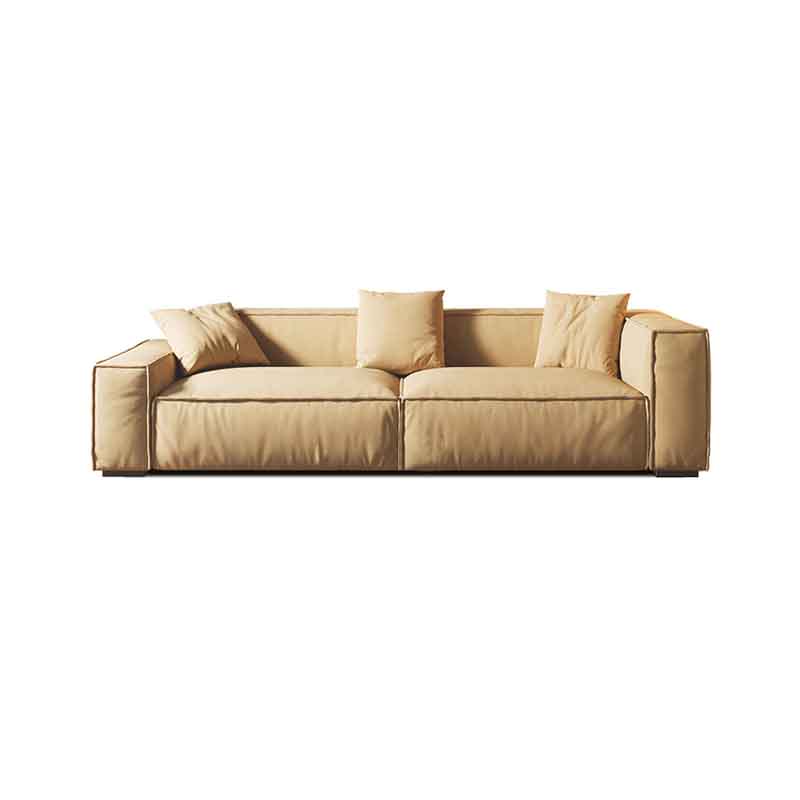 Tight Back Faux Leather Square Arm Sofa with Stain Resistant and Wear Resistance