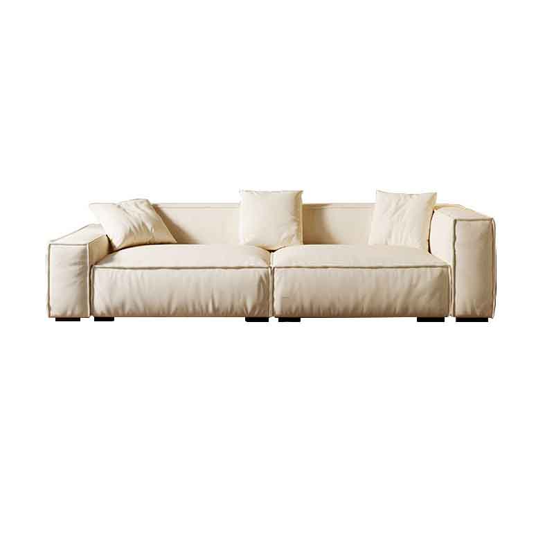 Tight Back Faux Leather Square Arm Sofa with Stain Resistant and Wear Resistance
