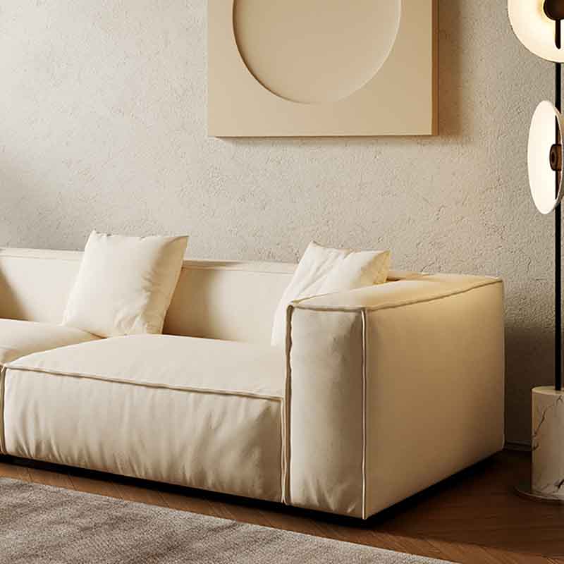 Tight Back Faux Leather Square Arm Sofa with Stain Resistant and Wear Resistance