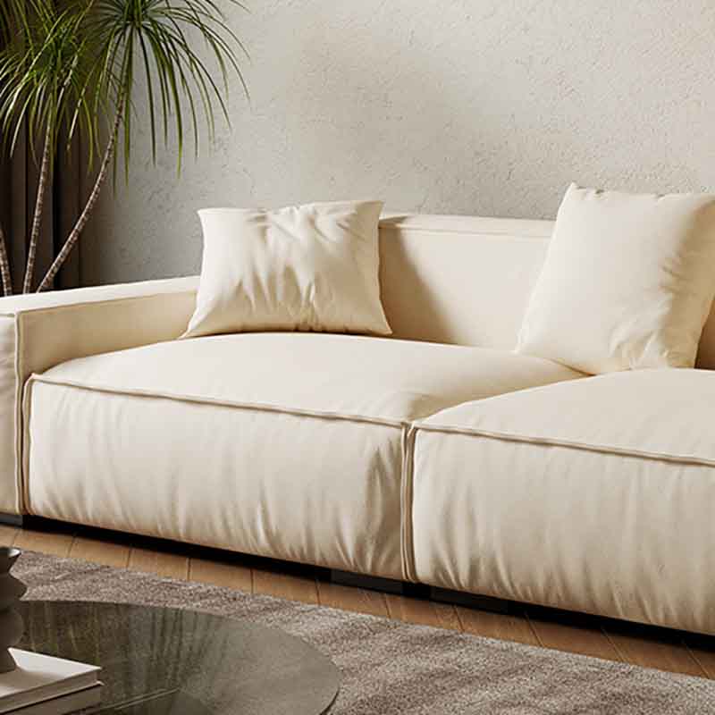 Tight Back Faux Leather Square Arm Sofa with Stain Resistant and Wear Resistance