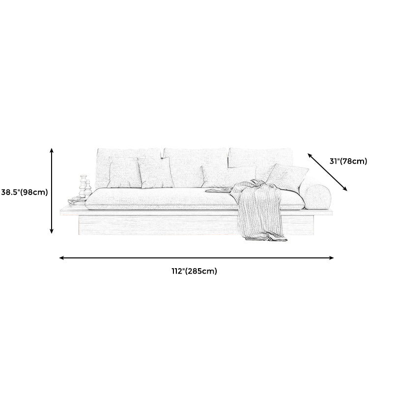 Cotton Blend Rolled Arm Sofa Loose Back 35"W Modern Sofa with Storage