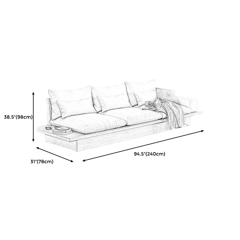 Cotton Blend Rolled Arm Sofa Loose Back 35"W Modern Sofa with Storage