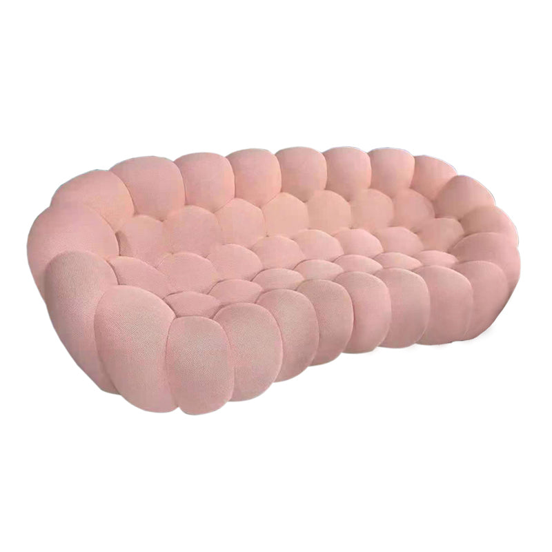 Ultra-Modern Curved Sofa 31.5"High Fabric Biscuit Back Armless Sofa
