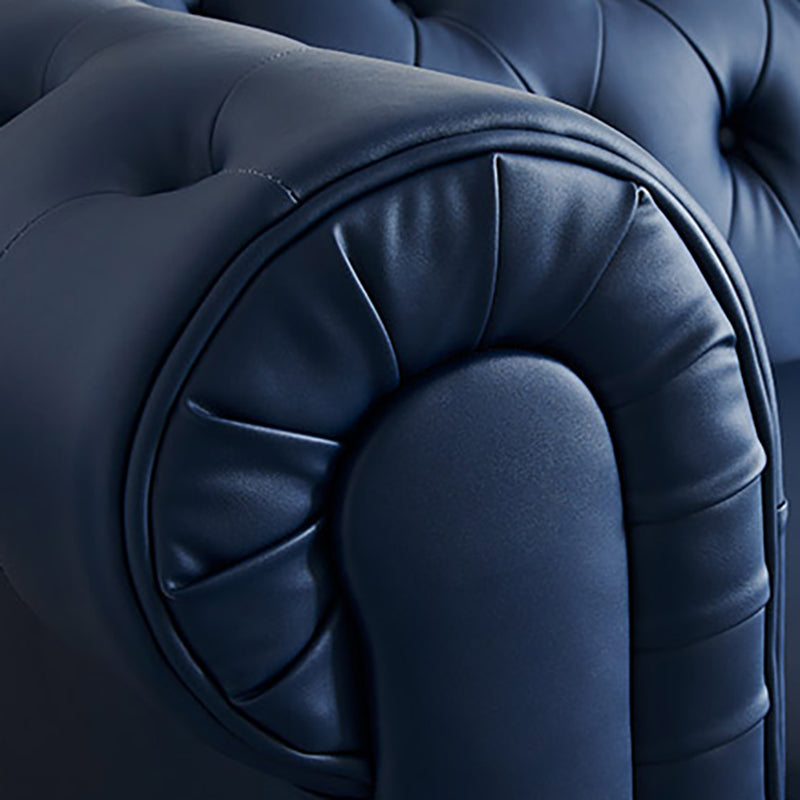 28 " High Modern Faux Leather Rolled Arm Chesterfield Sofa Mid Century Modern Sofa