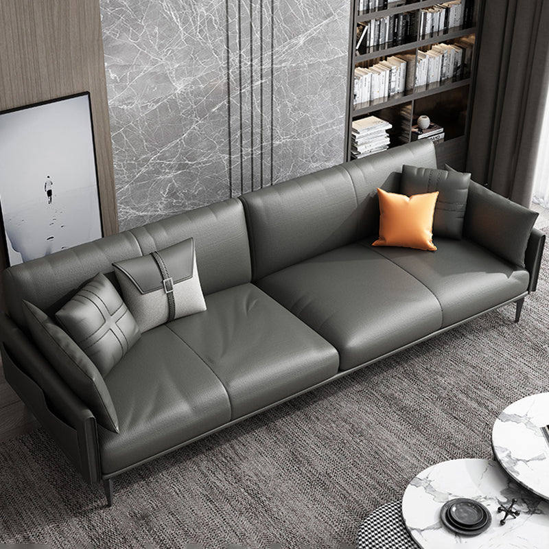 Black Industrial Sofa with Bolster Pillows 31.5"High Square Arm Sofa