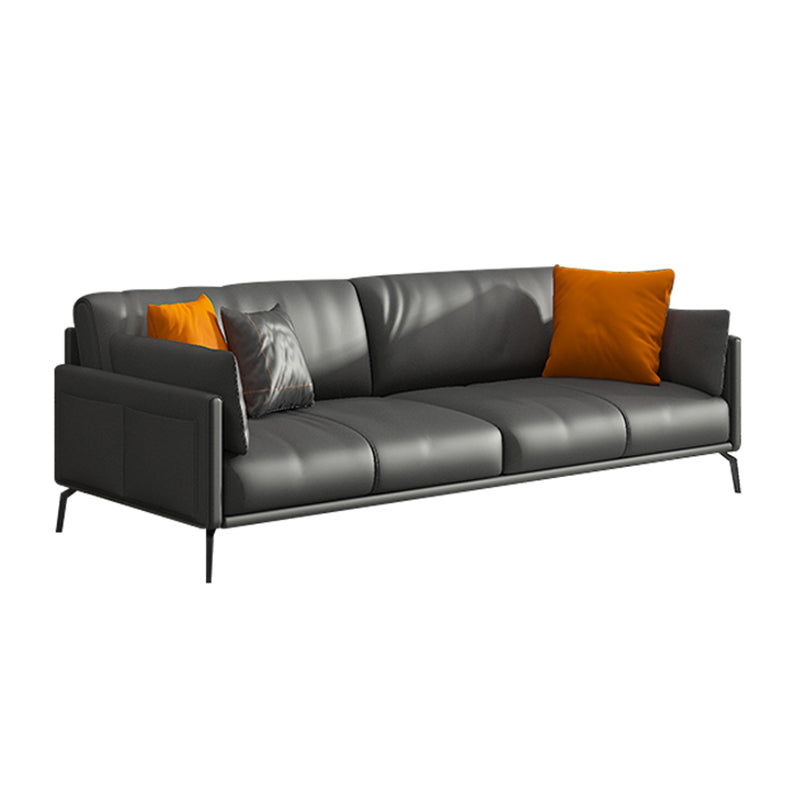 Black Industrial Sofa with Bolster Pillows 31.5"High Square Arm Sofa