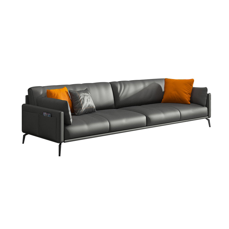 Black Industrial Sofa with Bolster Pillows 31.5"High Square Arm Sofa