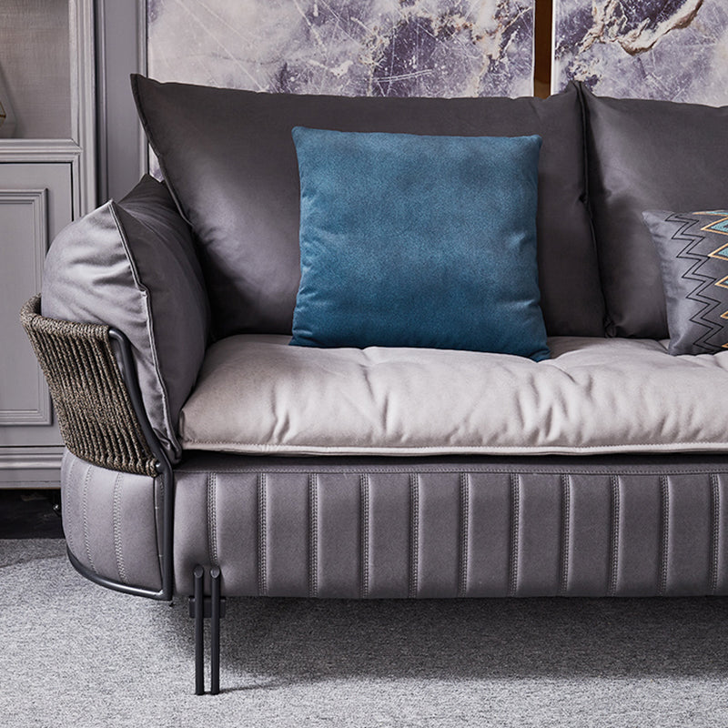 Ultra-Modern Faux Leather Square Arm Sofa with Loose Back Stain Resistant Standard Sofa