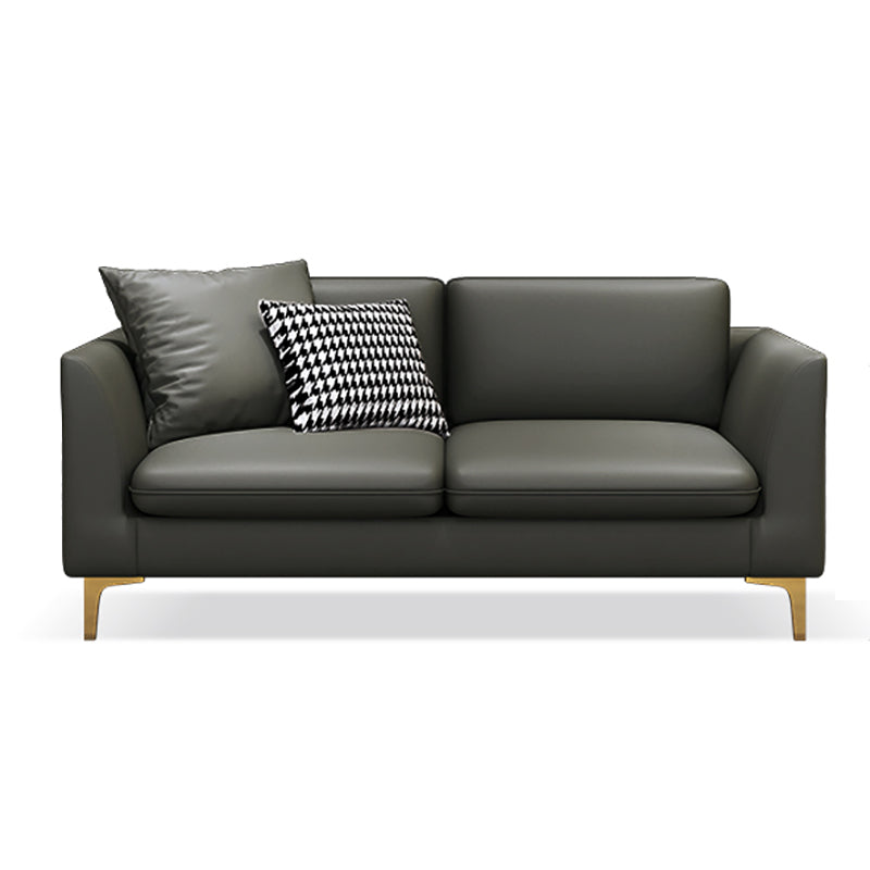 Gold Modern Fabric Sofa with Bolster Pillows 29.53"High Square Arm Sofa