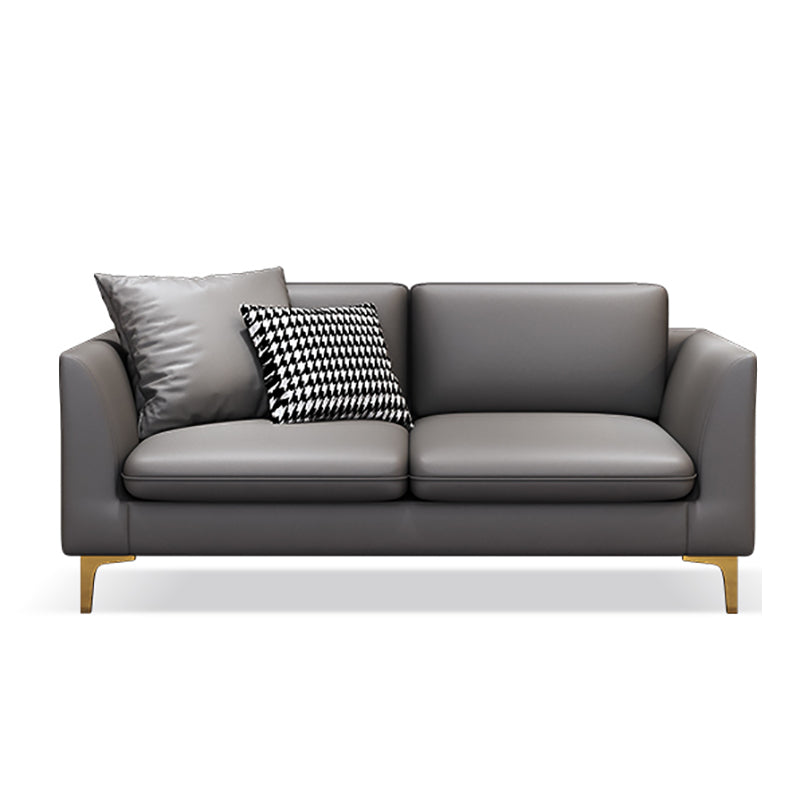 Gold Modern Fabric Sofa with Bolster Pillows 29.53"High Square Arm Sofa