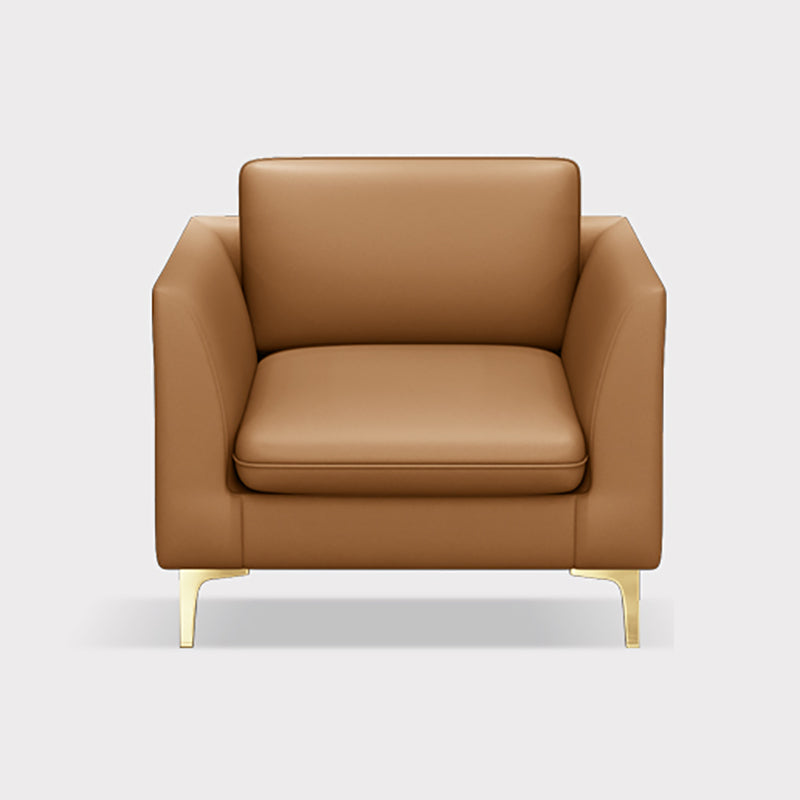 Gold Modern Fabric Sofa with Bolster Pillows 29.53"High Square Arm Sofa