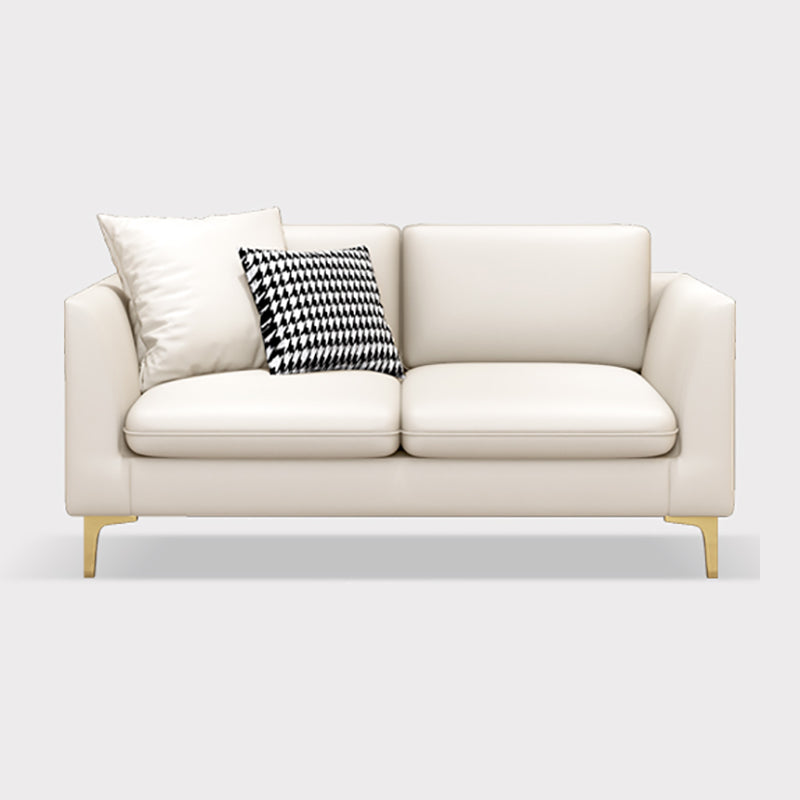 Gold Modern Fabric Sofa with Bolster Pillows 29.53"High Square Arm Sofa