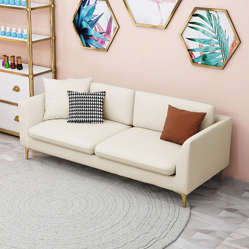 Gold Modern Fabric Sofa with Bolster Pillows 29.53"High Square Arm Sofa