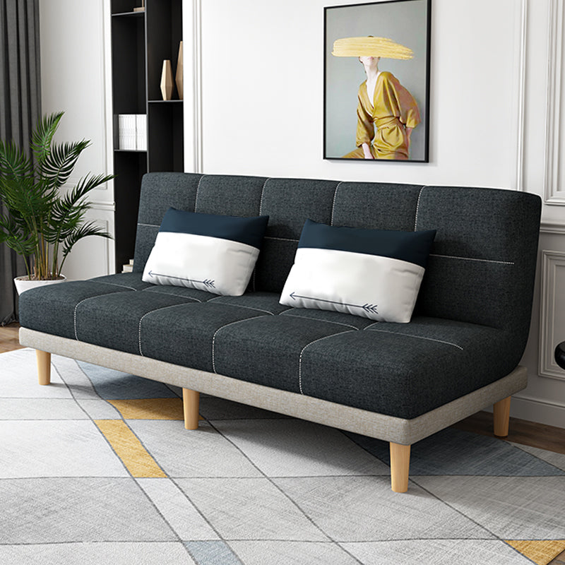 30.31" H Linen Armless Sofa with Biscuit Back Foldable Convertible Sofa