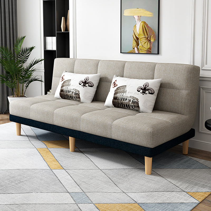 30.31" H Linen Armless Sofa with Biscuit Back Foldable Convertible Sofa