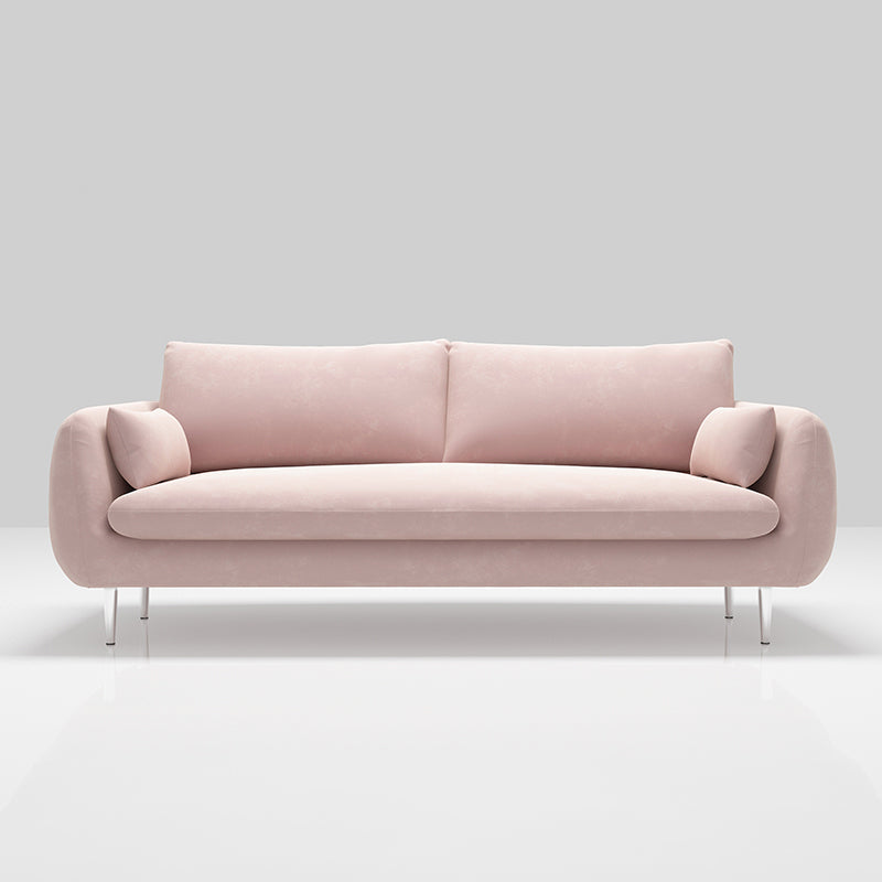 Modern Standard Cushions Sofa 25.5"W Square Arm Sofa with Bolster Pillows for Living Room