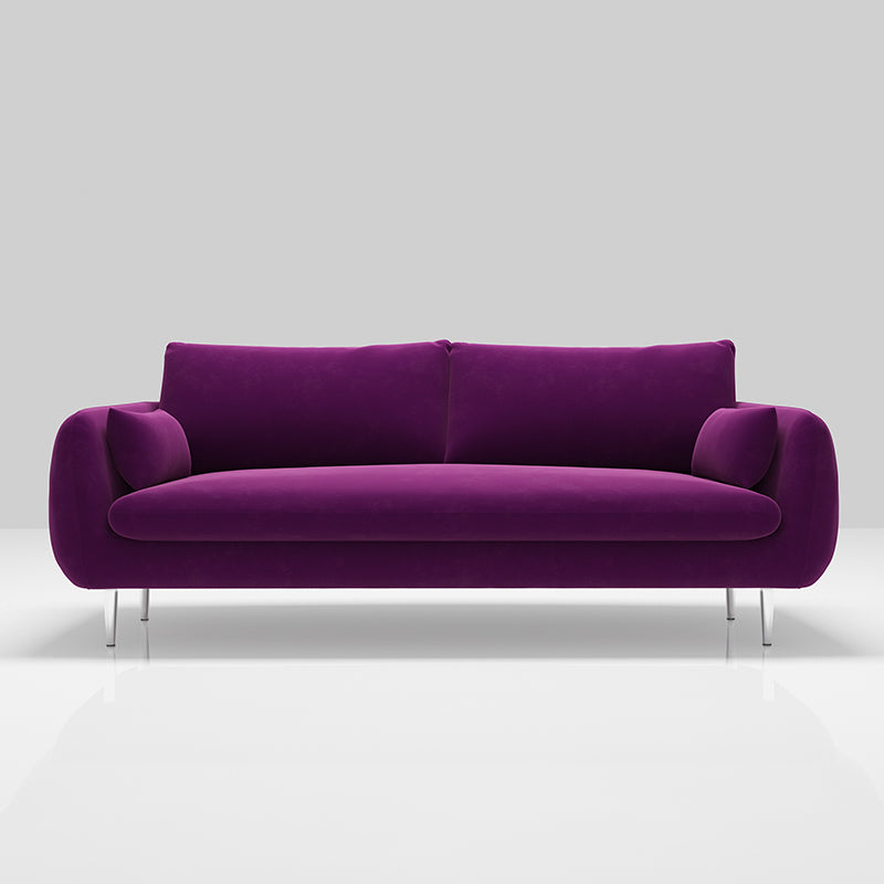 Modern Standard Cushions Sofa 25.5"W Square Arm Sofa with Bolster Pillows for Living Room