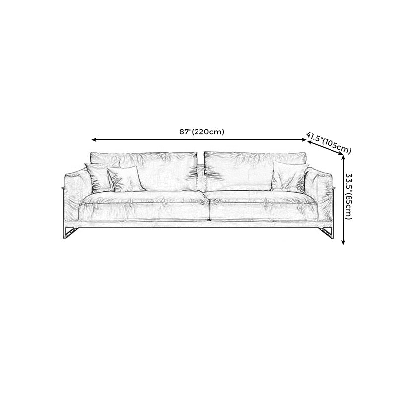 Sof industriel classique en cuir authentique 33,46 "High Square ARM SOFA & BOLSTER OREILLERS