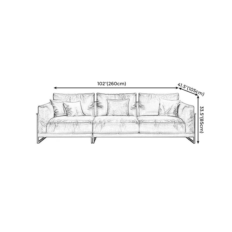 Sof industriel classique en cuir authentique 33,46 "High Square ARM SOFA & BOLSTER OREILLERS