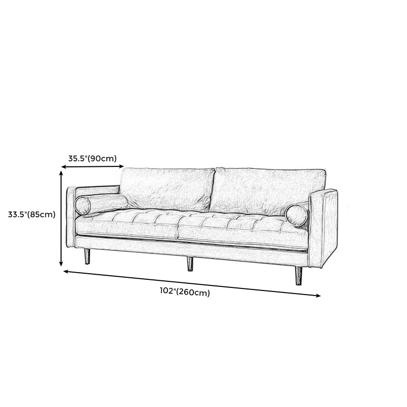 American Traditional Genuine Leather Cushions Sofa 33.46"High Square Arm Sofa,Dark Brown