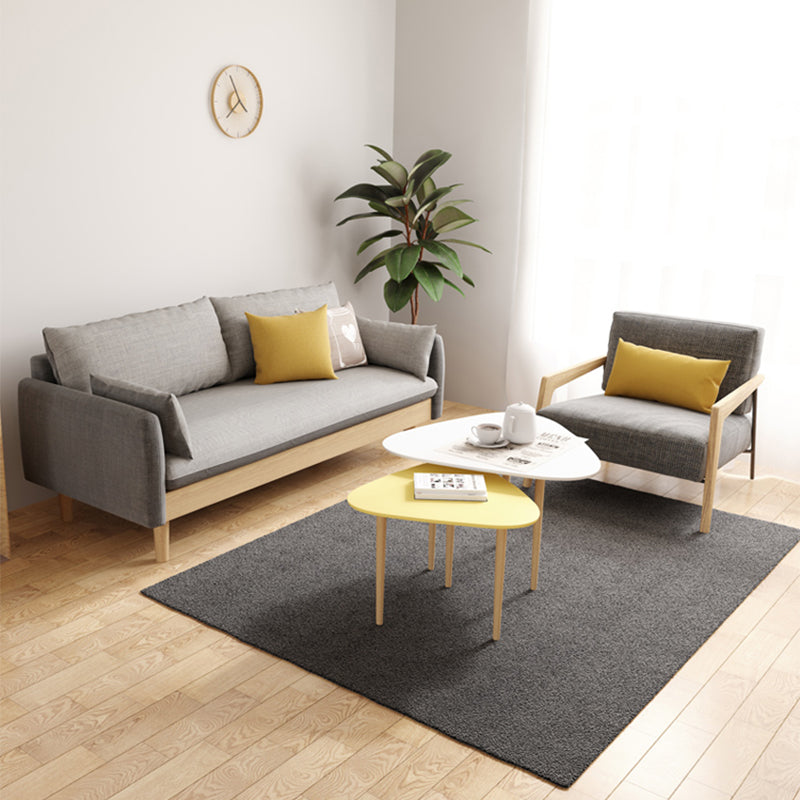 Loose Back Linen Square Arm Transitional Modern Settee with slipcovered