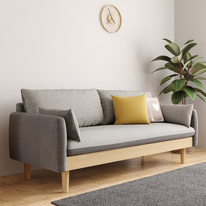 Loose Back Linen Square Arm Transitional Modern Settee with slipcovered