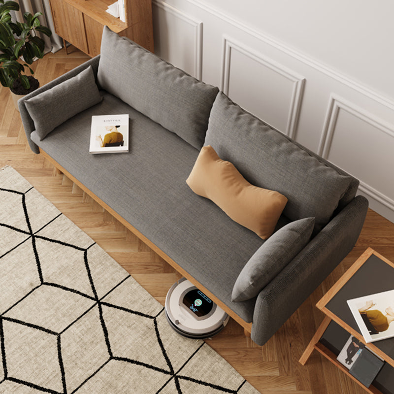 Loose Back Linen Square Arm Transitional Modern Settee with slipcovered