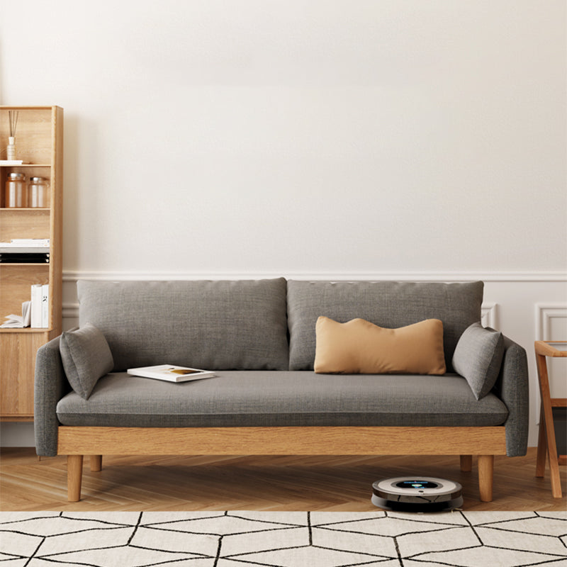 Loose Back Linen Square Arm Transitional Modern Settee with slipcovered