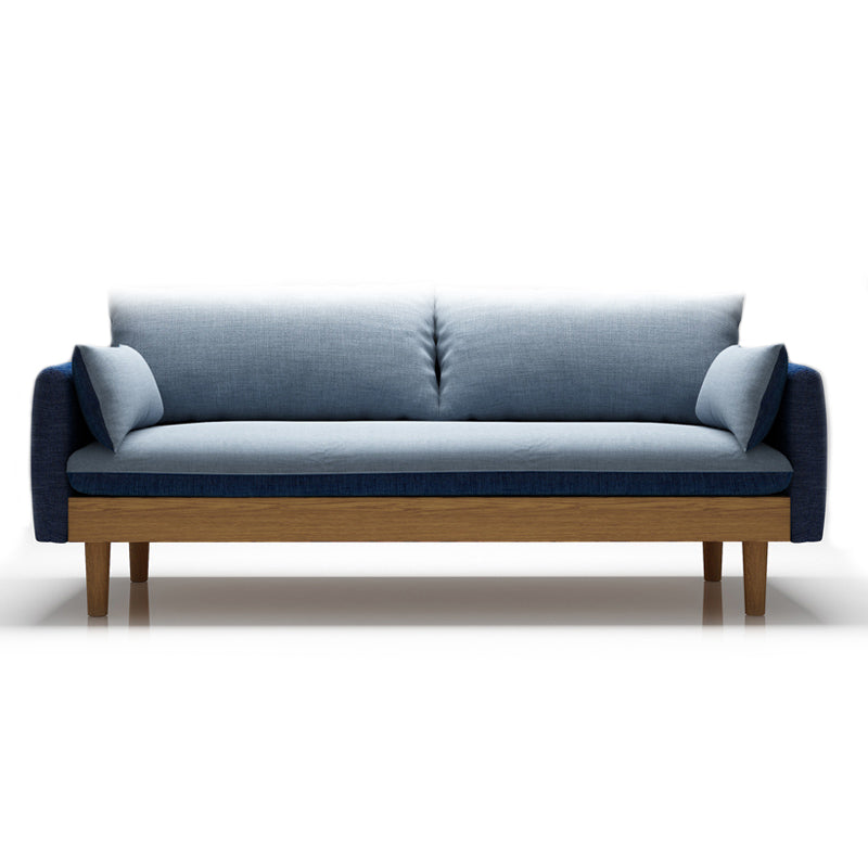 Loose Back Linen Square Arm Transitional Modern Settee with slipcovered