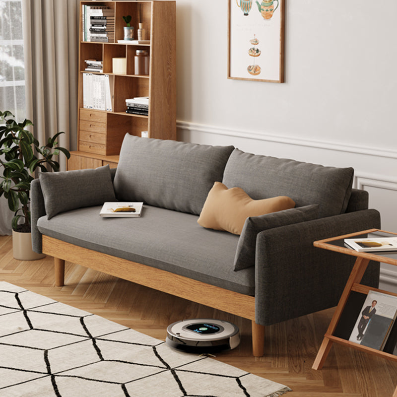 Loose Back Linen Square Arm Transitional Modern Settee with slipcovered