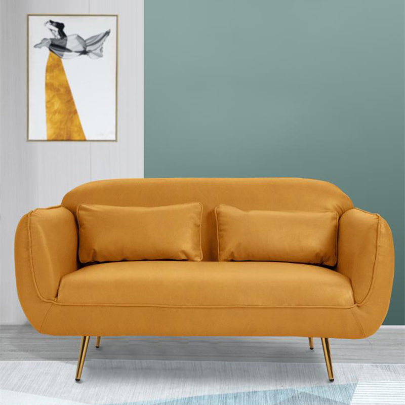 Velvet Modern Standard Tight Back Sofa 30"W Square Arm with Bolster Pillows