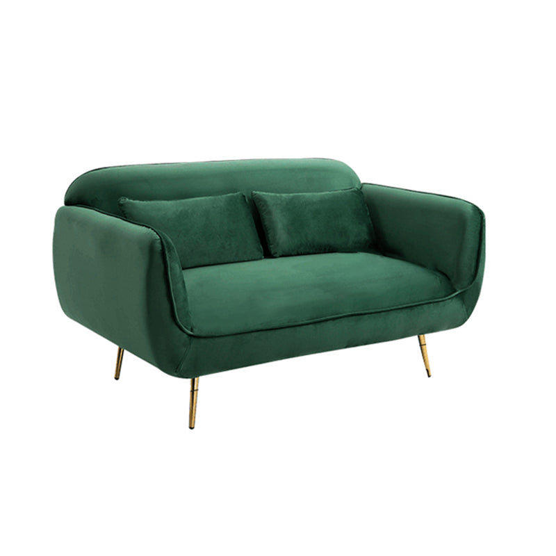 Velvet Modern Standard Tight Back Sofa 30"W Square Arm with Bolster Pillows