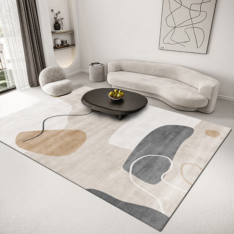 Green Casual Rug Polyester Irregular Color Block Rug Washable Rug for Living Room