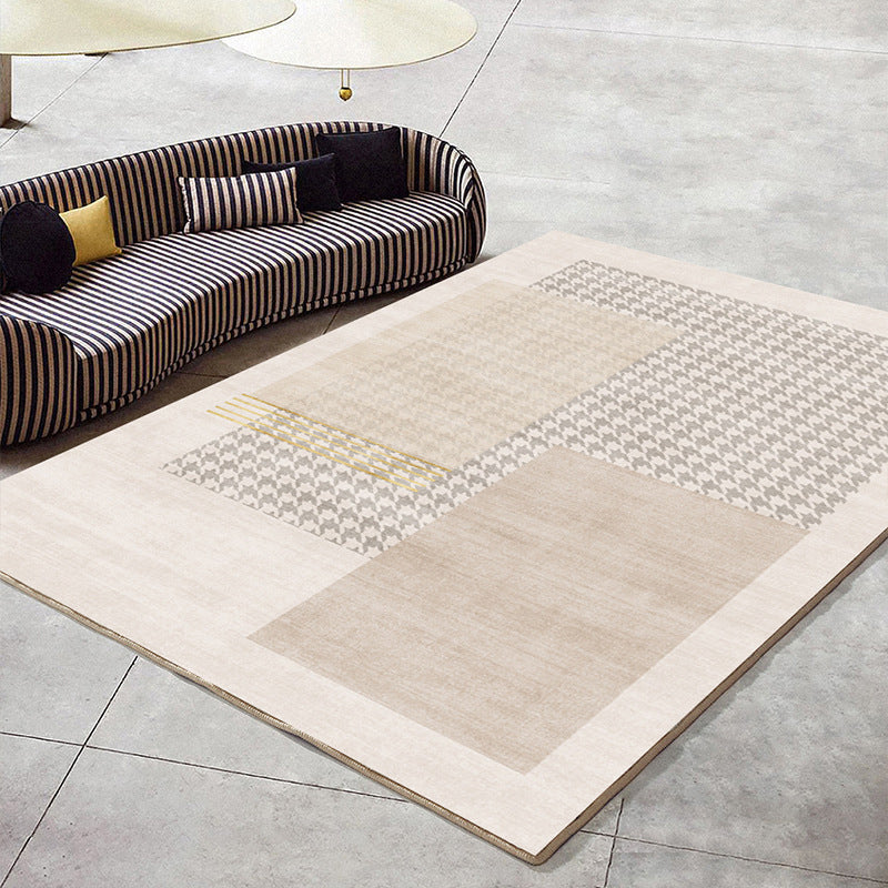 Green Casual Rug Polyester Irregular Color Block Rug Washable Rug for Living Room