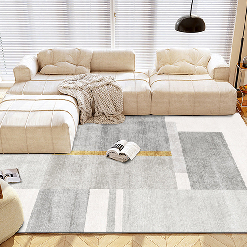 Green Casual Rug Polyester Irregular Color Block Rug Washable Rug for Living Room