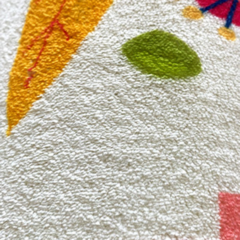 Light Gray Graphic Rug Polyester Vintage Rug Washable Rug for Living Room