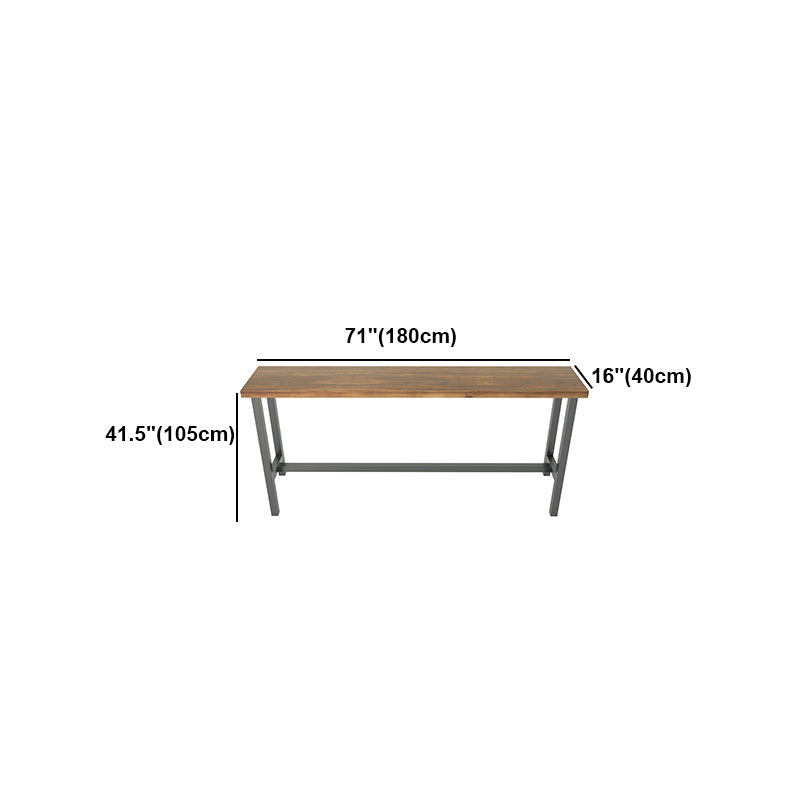 Brown Modern Style Bar Table Pine Wood and Iron Outdoor Bar Table