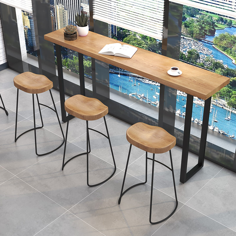 Brown Modern Style Table Pine Wood and Iron Breakroom Bar Table