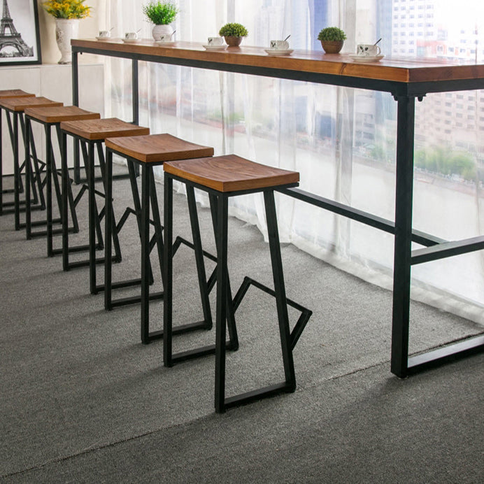 Brown Modern Style Bar Table Solid Wood and Iron Breakroom Bar Table