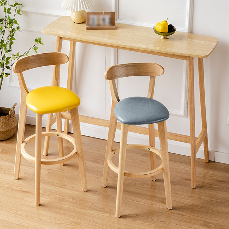 Barkruk in Scandinavische stijl, houten poten met lage rugleuning voor keukenbar