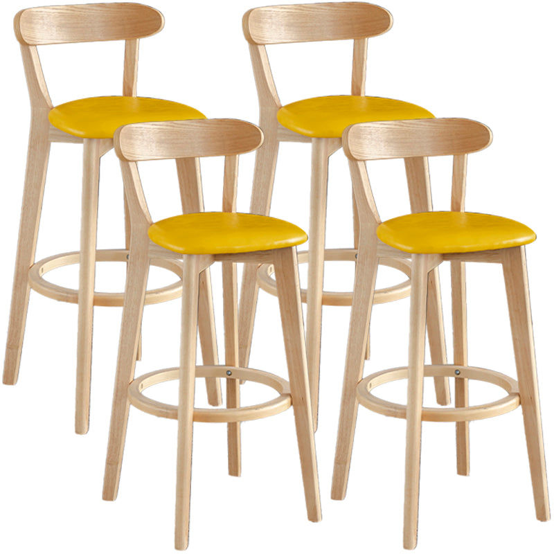 Barkruk in Scandinavische stijl, houten poten met lage rugleuning voor keukenbar