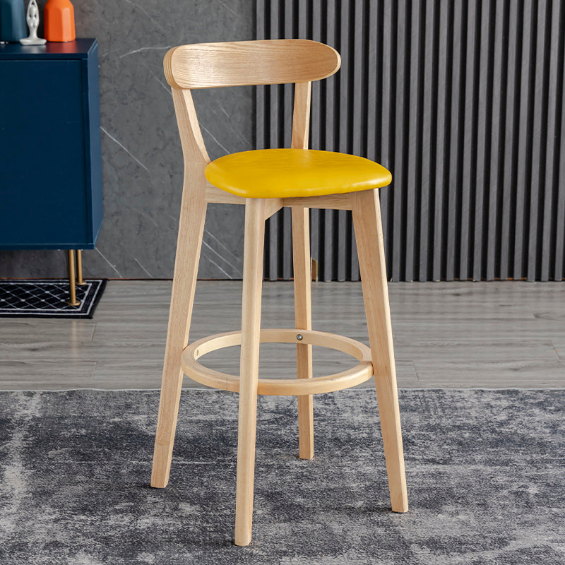 Barkruk in Scandinavische stijl, houten poten met lage rugleuning voor keukenbar