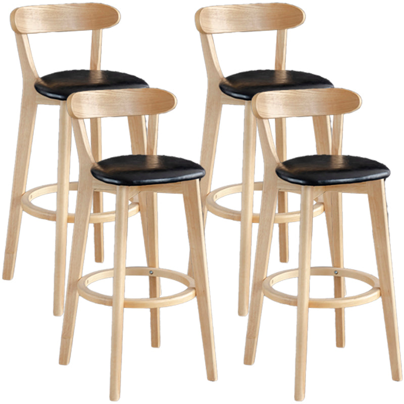 Barkruk in Scandinavische stijl, houten poten met lage rugleuning voor keukenbar