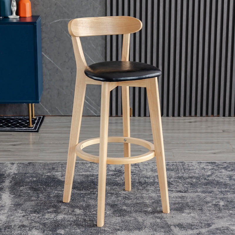Barkruk in Scandinavische stijl, houten poten met lage rugleuning voor keukenbar