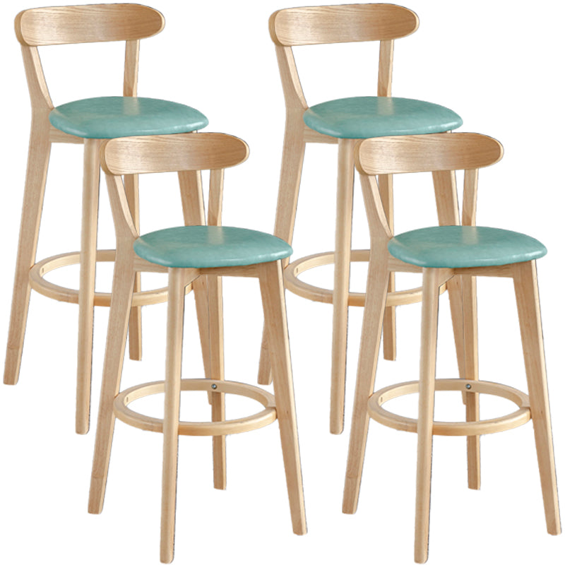 Barkruk in Scandinavische stijl, houten poten met lage rugleuning voor keukenbar
