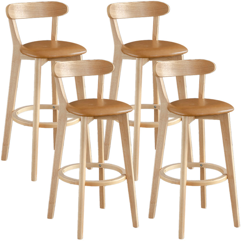 Barkruk in Scandinavische stijl, houten poten met lage rugleuning voor keukenbar