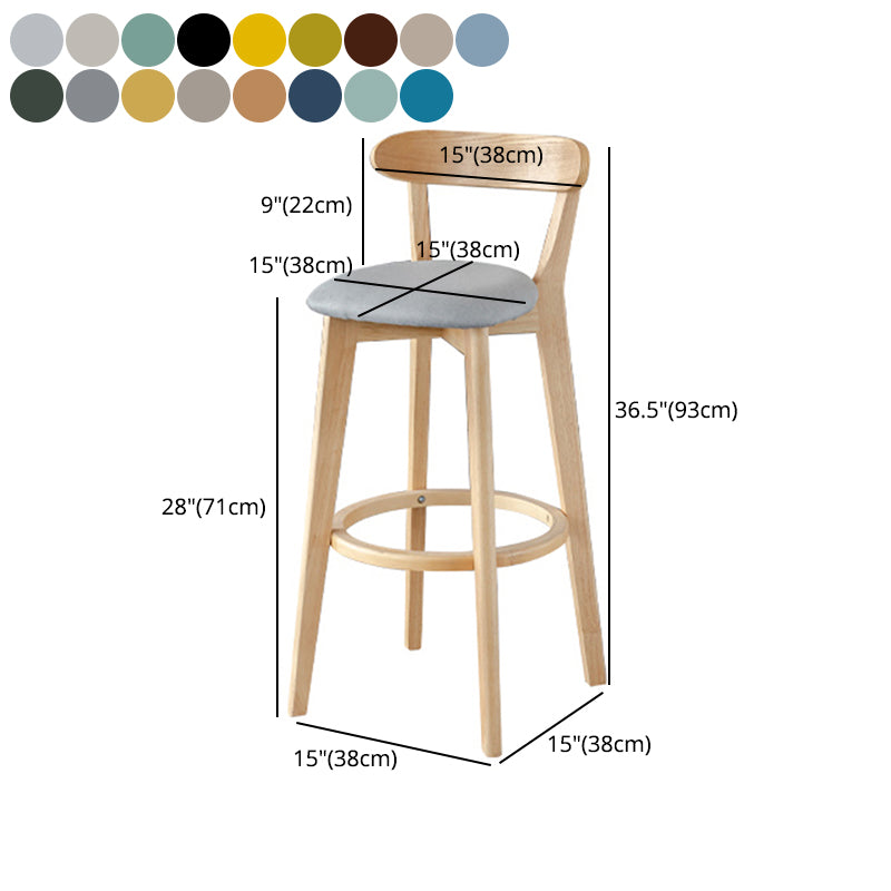 Barkruk in Scandinavische stijl, houten poten met lage rugleuning voor keukenbar