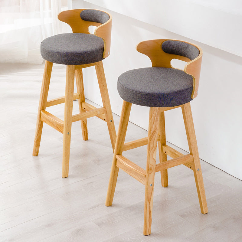 Scandinavian Style Bar-stool with Wooden Legs Round Seat Counter Stool for Kitchen Bar